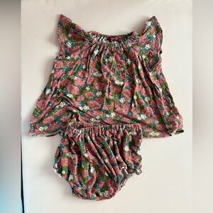 Milkbarn Pink and Green Floral Baby Outfit
